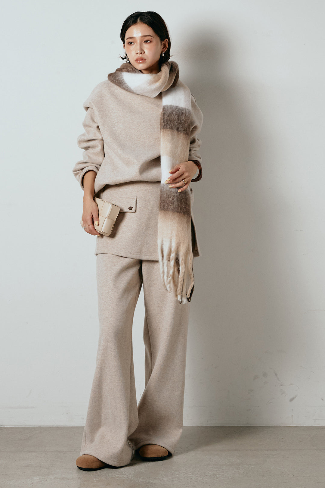 [SET]チェックマフラー付きニットSETUP