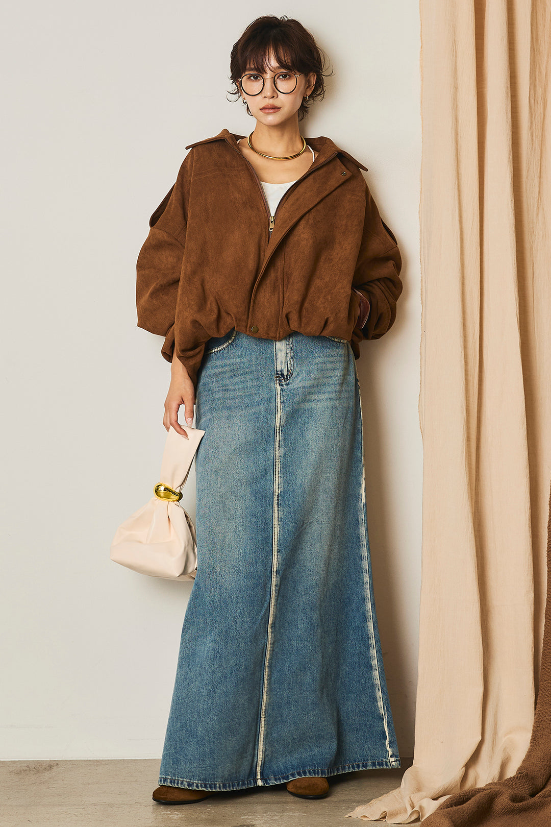 【即納】バルーンシルエットフェイクスエードブルゾン