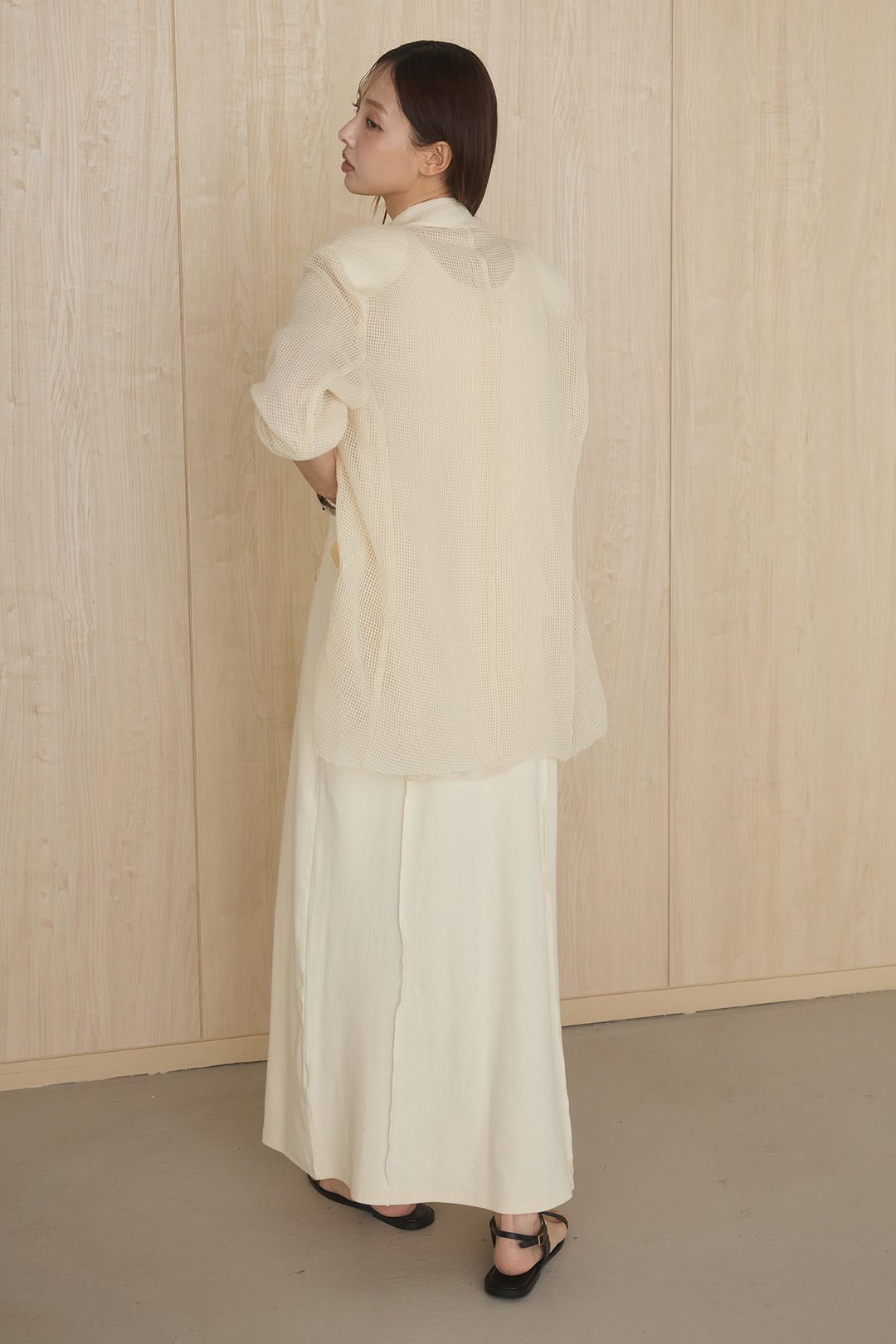 [SET]メッシュテーラードワイドジャケット+ノースリロングワンピース(2set)