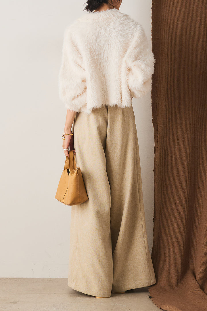 フェザーヤーン衿付きカーディガン