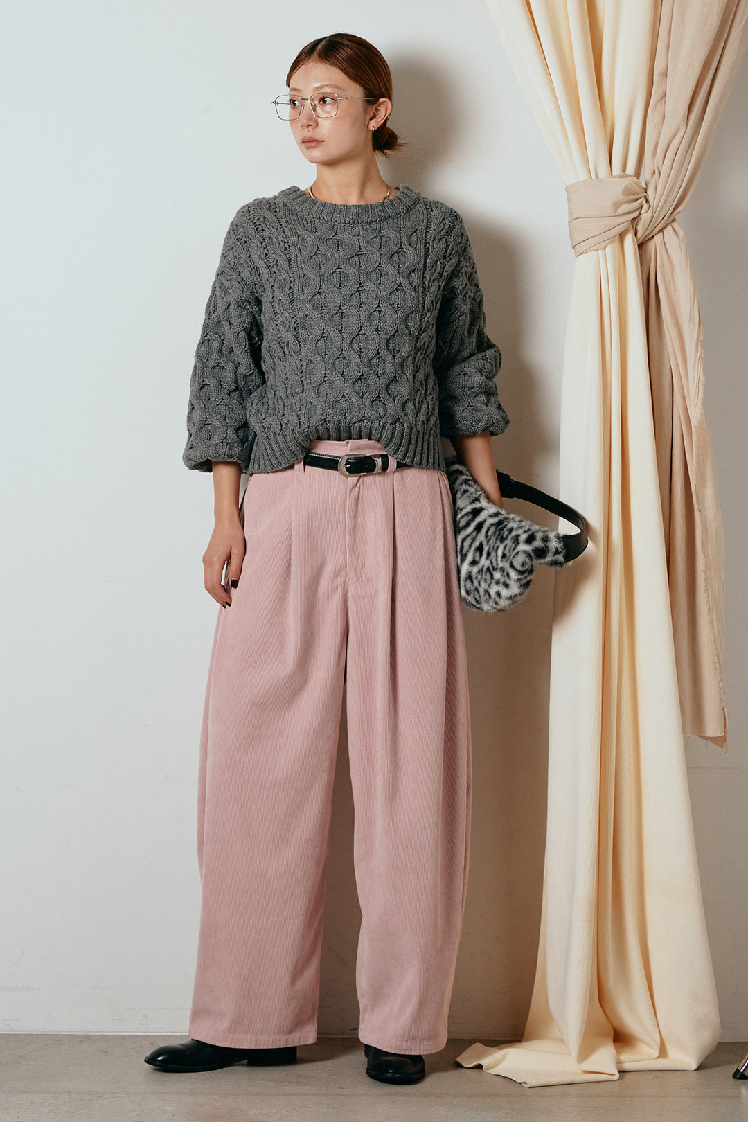 [SET]バルキーケーブルプルオーバー+コーデュロイサイドタックコクーンパンツ(2set)