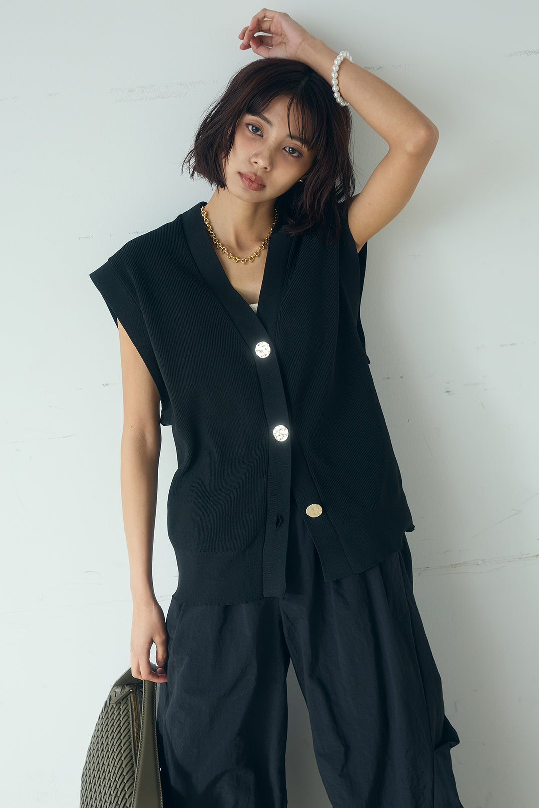 [SET]ポリウーリーメタルボタンベスト+ドライタフタタックバレルパンツ(2set)