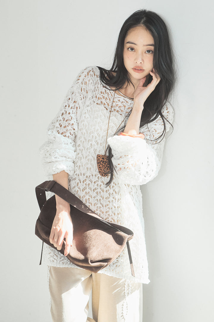 [SET]リラックスメッシュニットトップス+刺繡テープラインパンツ(2set)