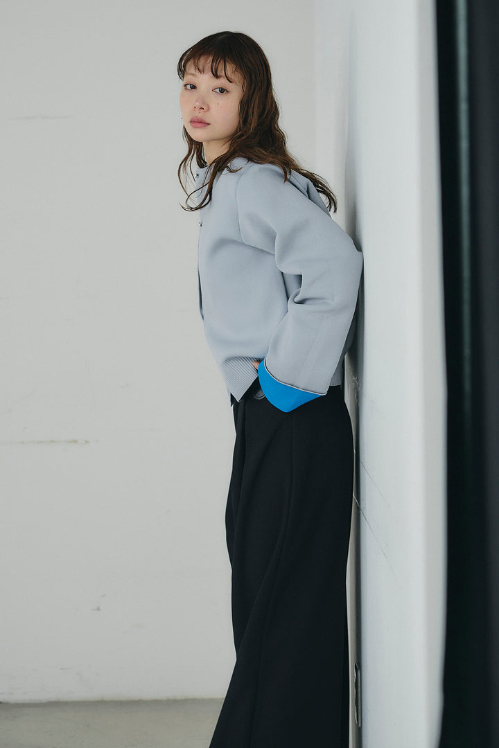 [SET]リバーシブル配色ニットカーディガン+ベルト付きツータックワイドパンツ(2set)