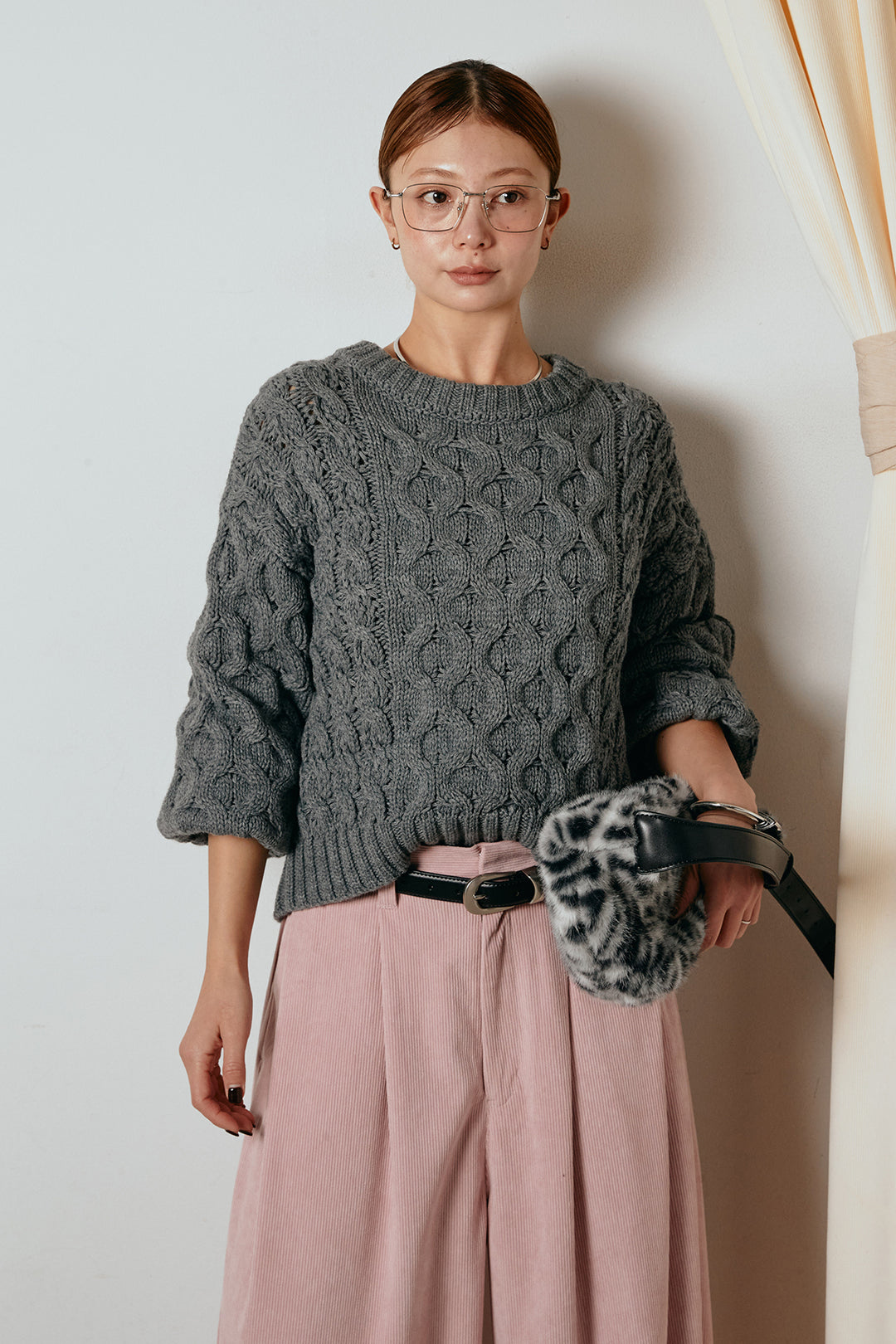 [SET]バルキーケーブルプルオーバー+コーデュロイサイドタックコクーンパンツ(2set)