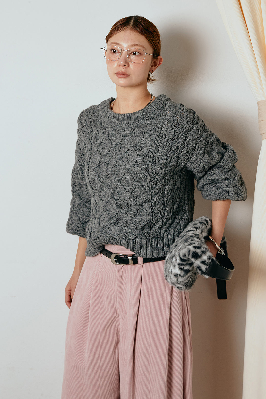 [SET]バルキーケーブルプルオーバー+コーデュロイサイドタックコクーンパンツ(2set)