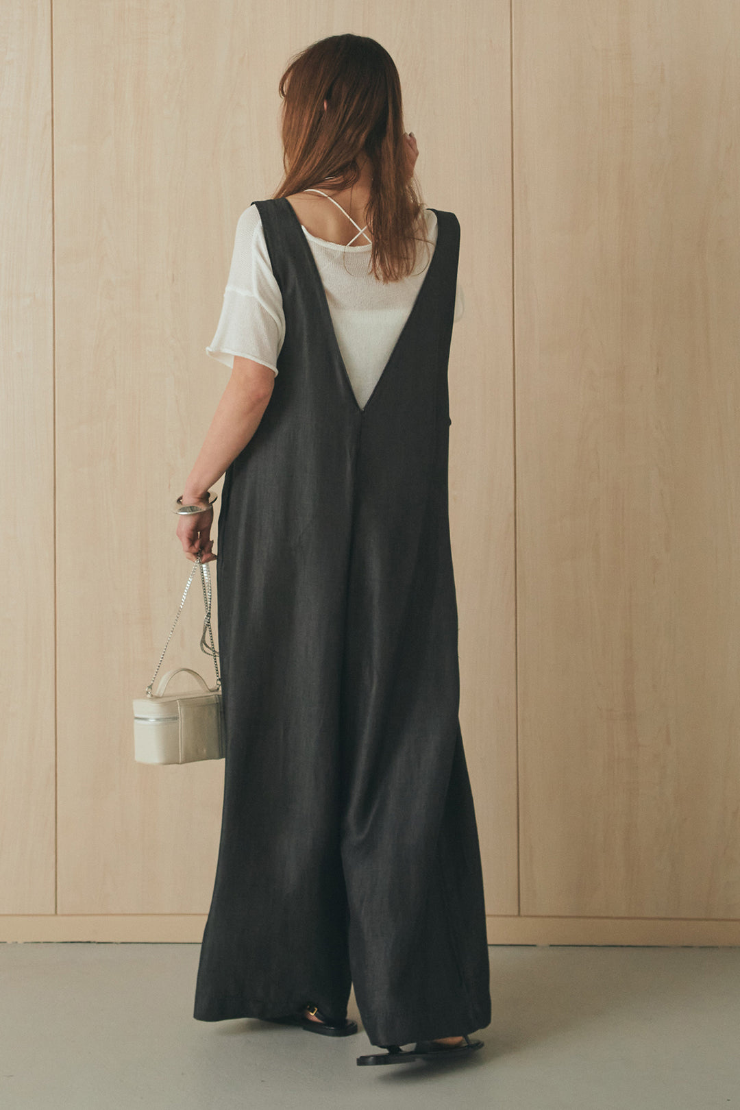 [SET]半袖モノトーングラフィックトップス+前後2WAYテンセルデニムサロペット(2set)