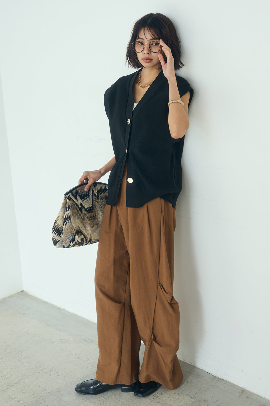 [SET]ポリウーリーメタルボタンベスト+ドライタフタタックバレルパンツ(2set)