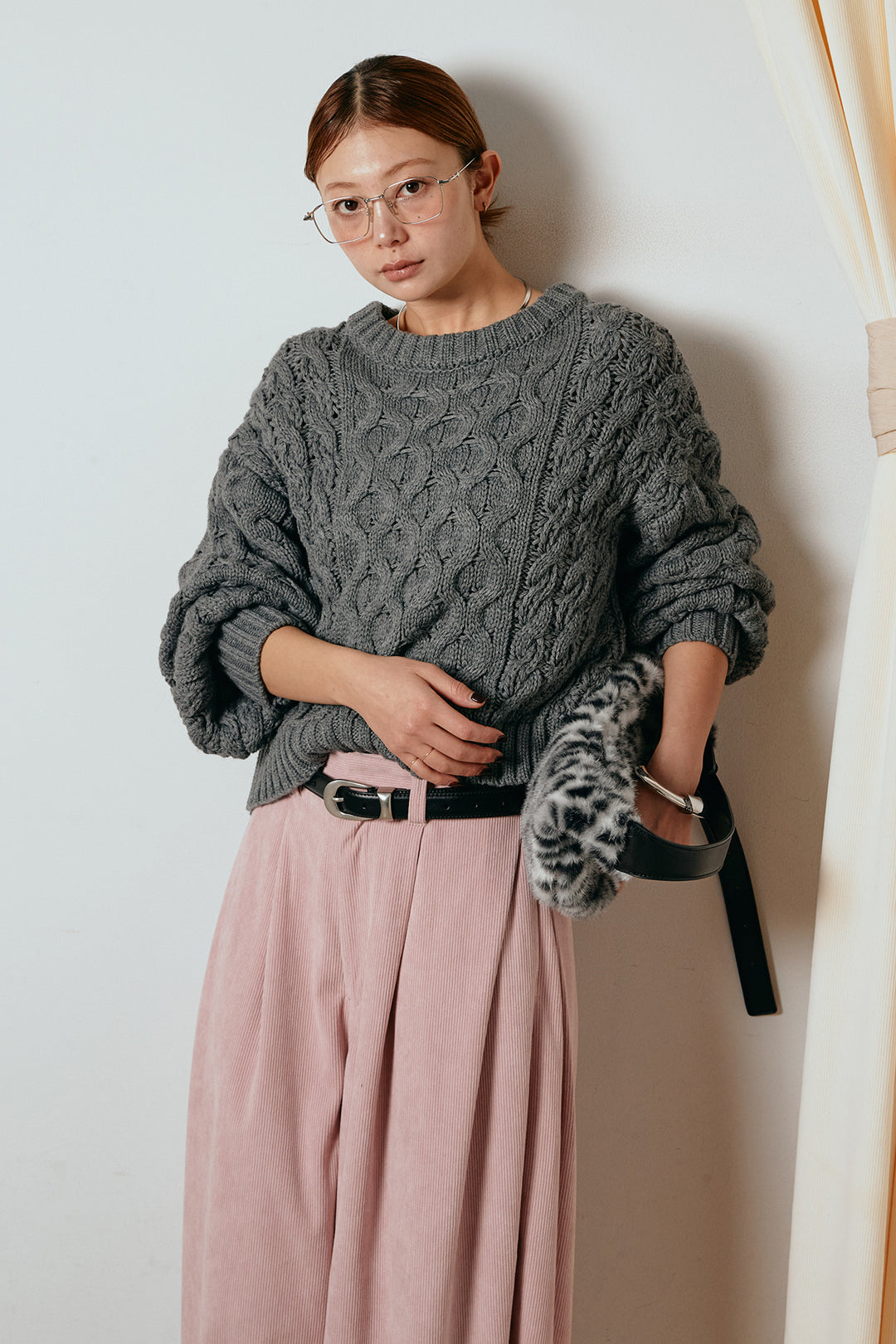 [SET]バルキーケーブルプルオーバー+コーデュロイサイドタックコクーンパンツ(2set)