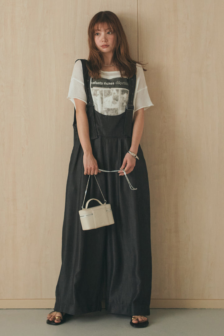 [SET]半袖モノトーングラフィックトップス+前後2WAYテンセルデニムサロペット(2set)