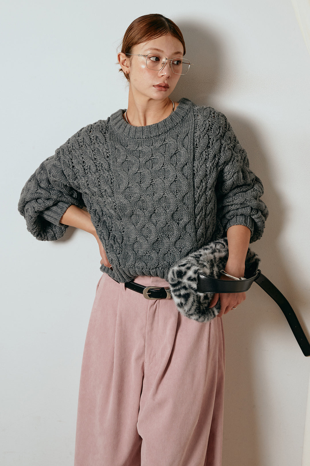 [SET]バルキーケーブルプルオーバー+コーデュロイサイドタックコクーンパンツ(2set)