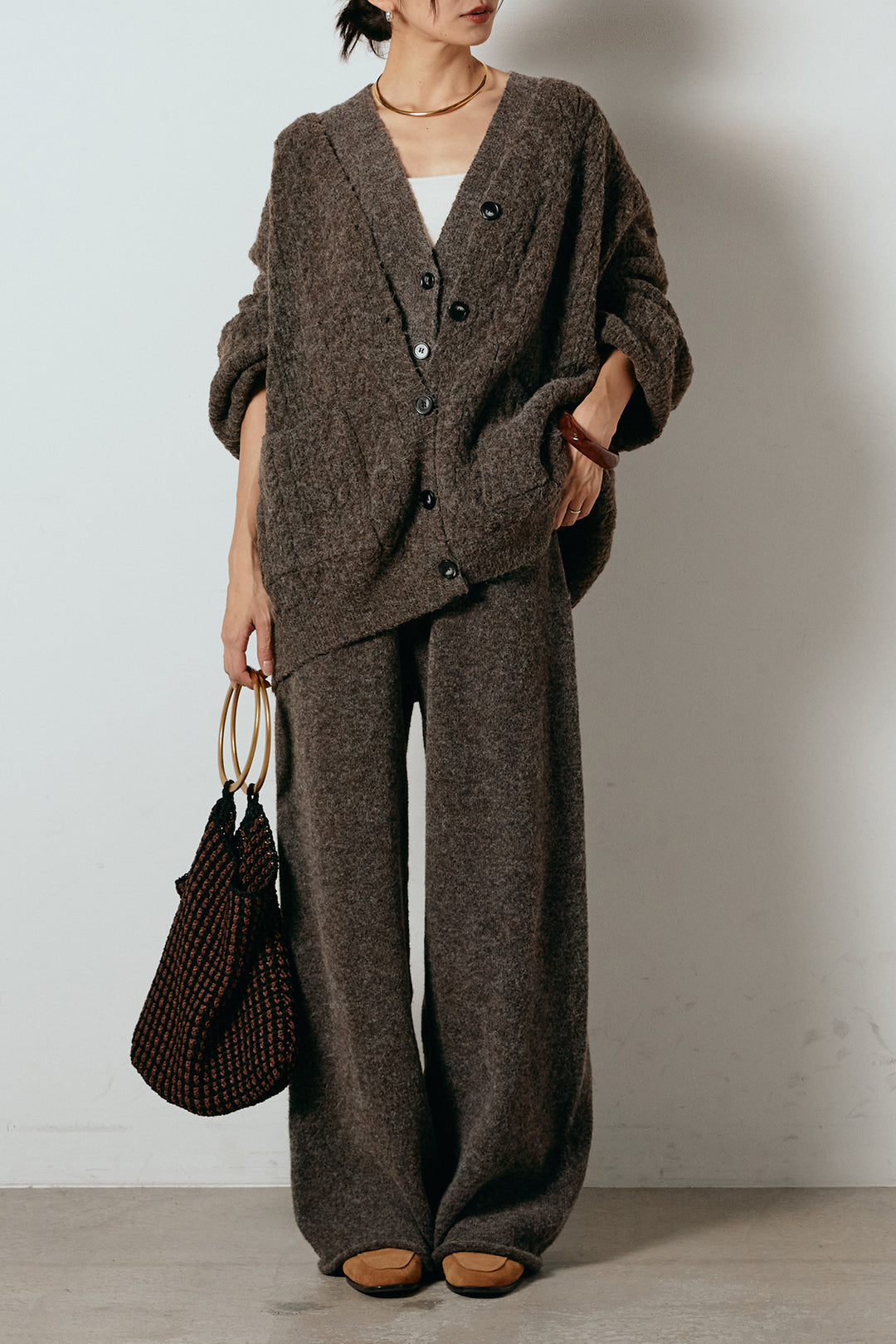 [SET]3ピースフロントボタンニットSETUP