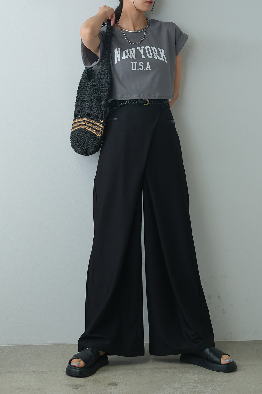 [着回しセット]ショート丈NEWYORKロゴTシャツ+ショート丈NEWYORKロゴTシャツ(2set)