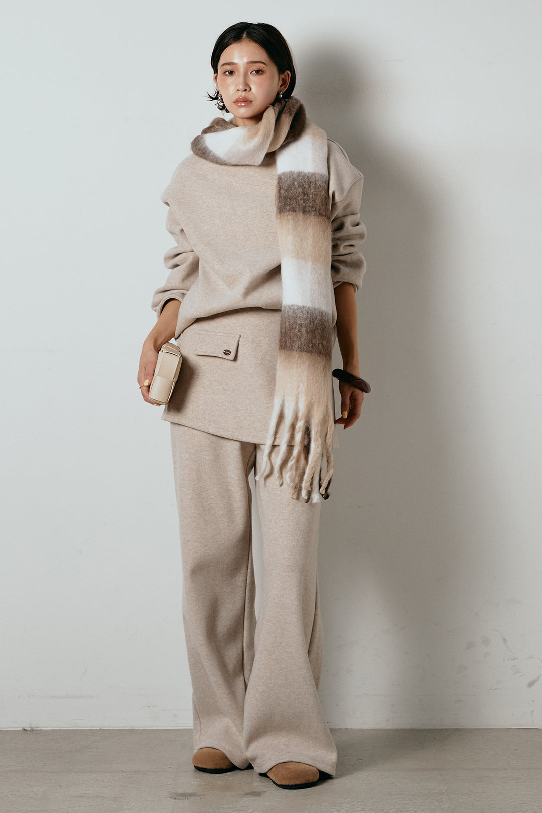 [SET]チェックマフラー付きニットSETUP