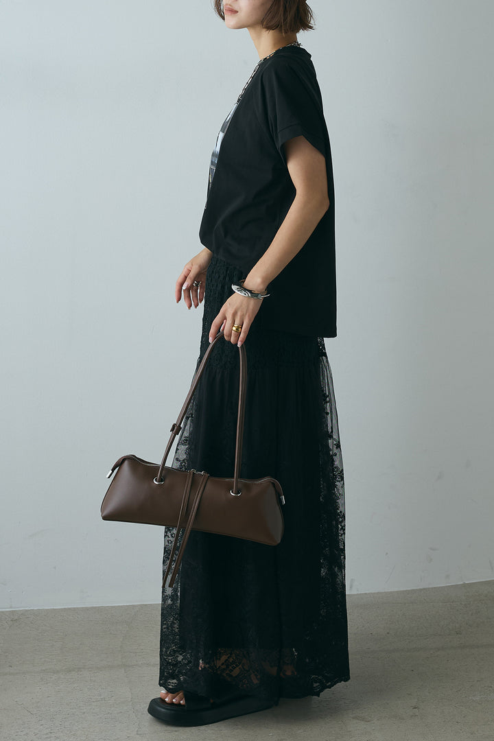 [SET]フォトプリントラグランTシャツ+ミックスレース刺繍スカート(2set)