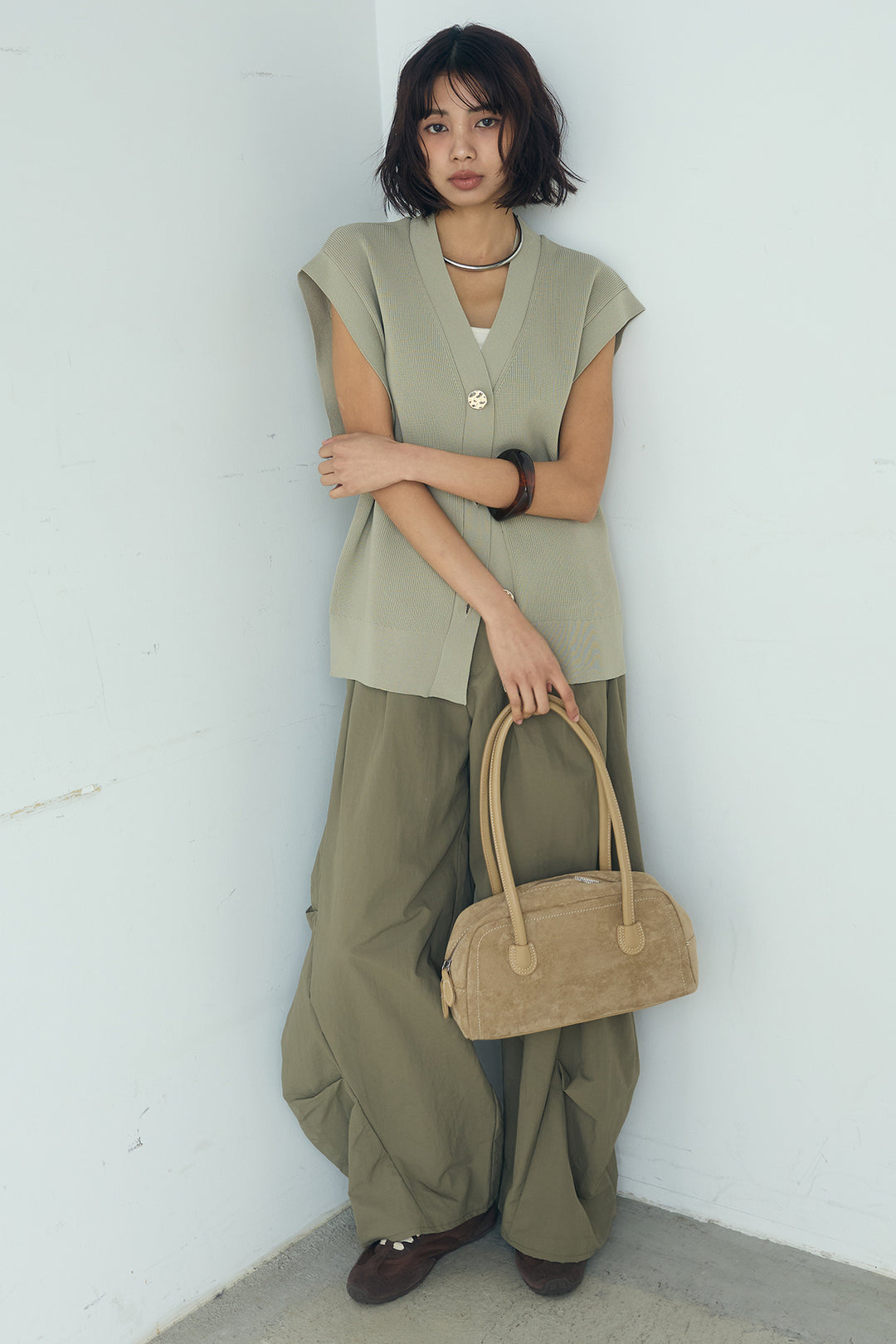 [SET]ポリウーリーメタルボタンベスト+ドライタフタタックバレルパンツ(2set)