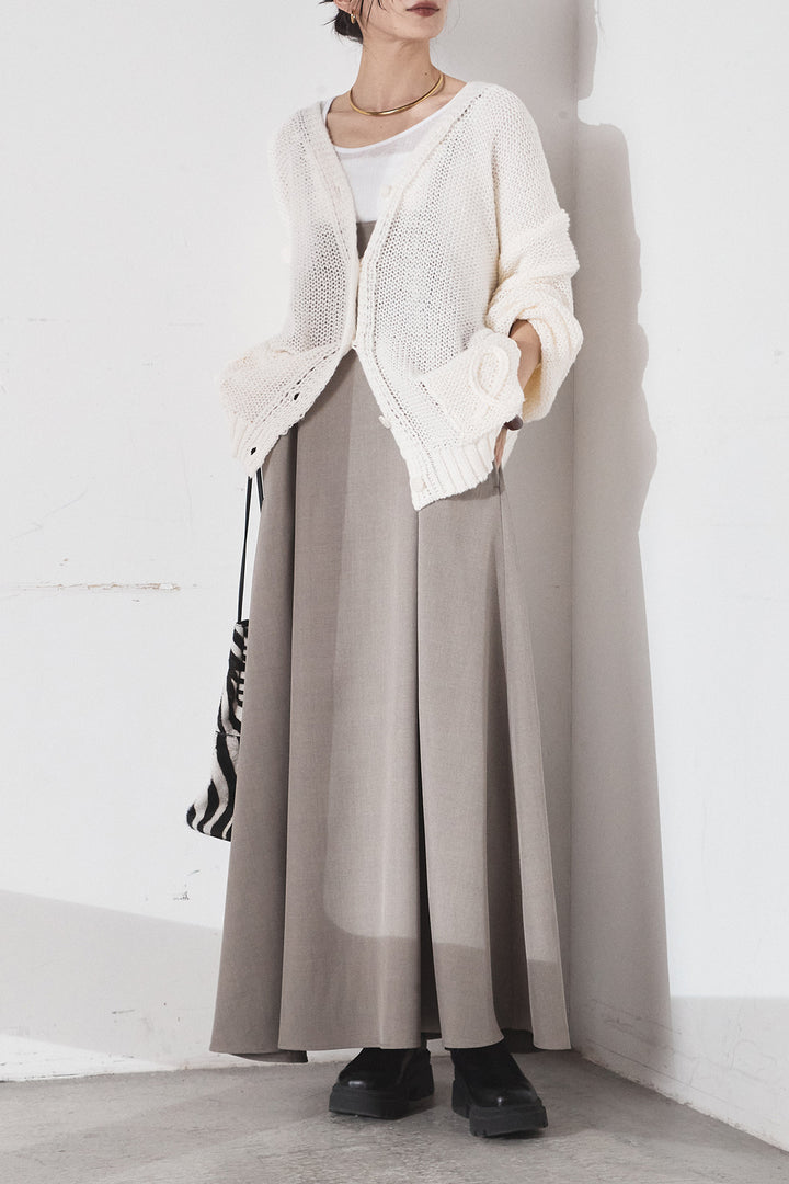 [SET]コード刺繍リラックスニットカーディガン+フレアリラックスキャミワンピース(2set)