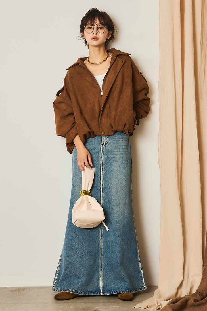 【即納】バルーンシルエットフェイクスエードブルゾン