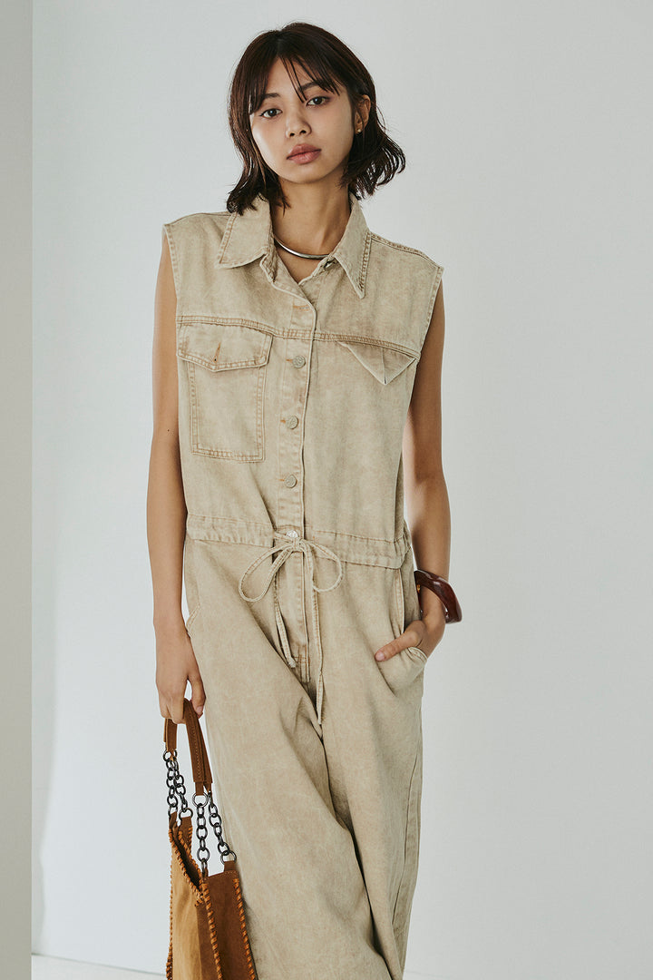 [SET]ケミカルデニムノースリロンパース