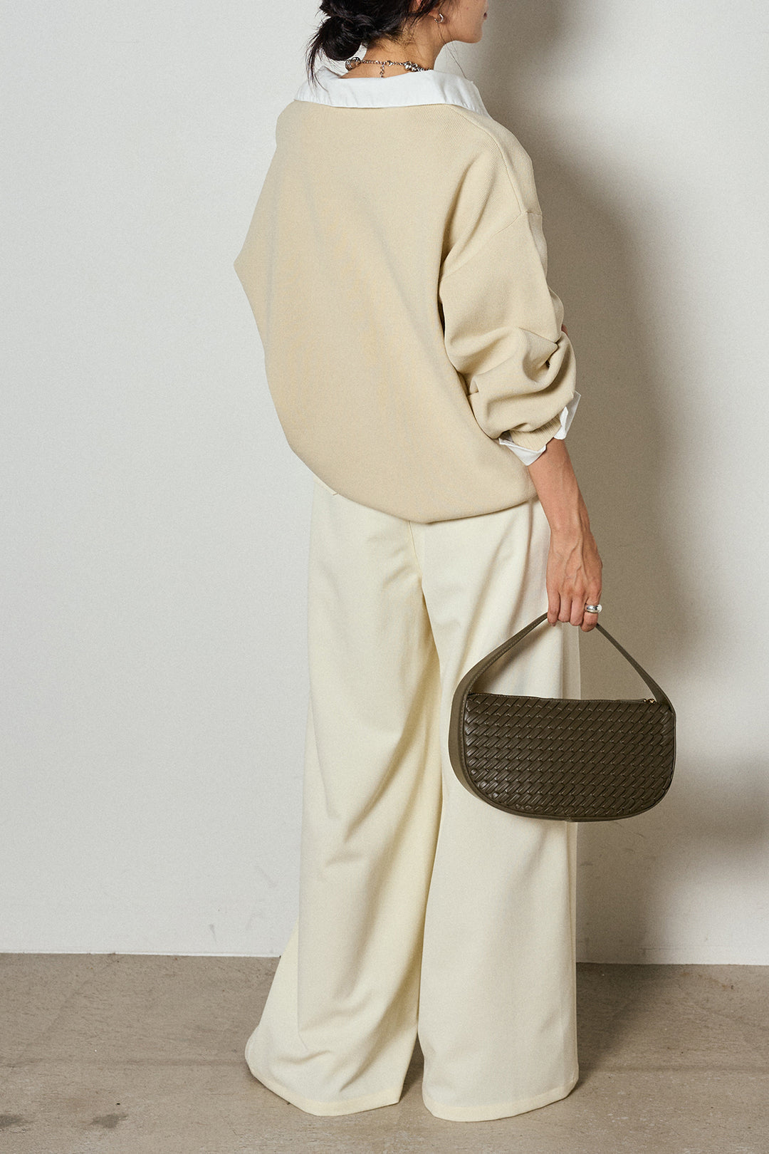 【即納】ウエストベルト付きタックワイドパンツ