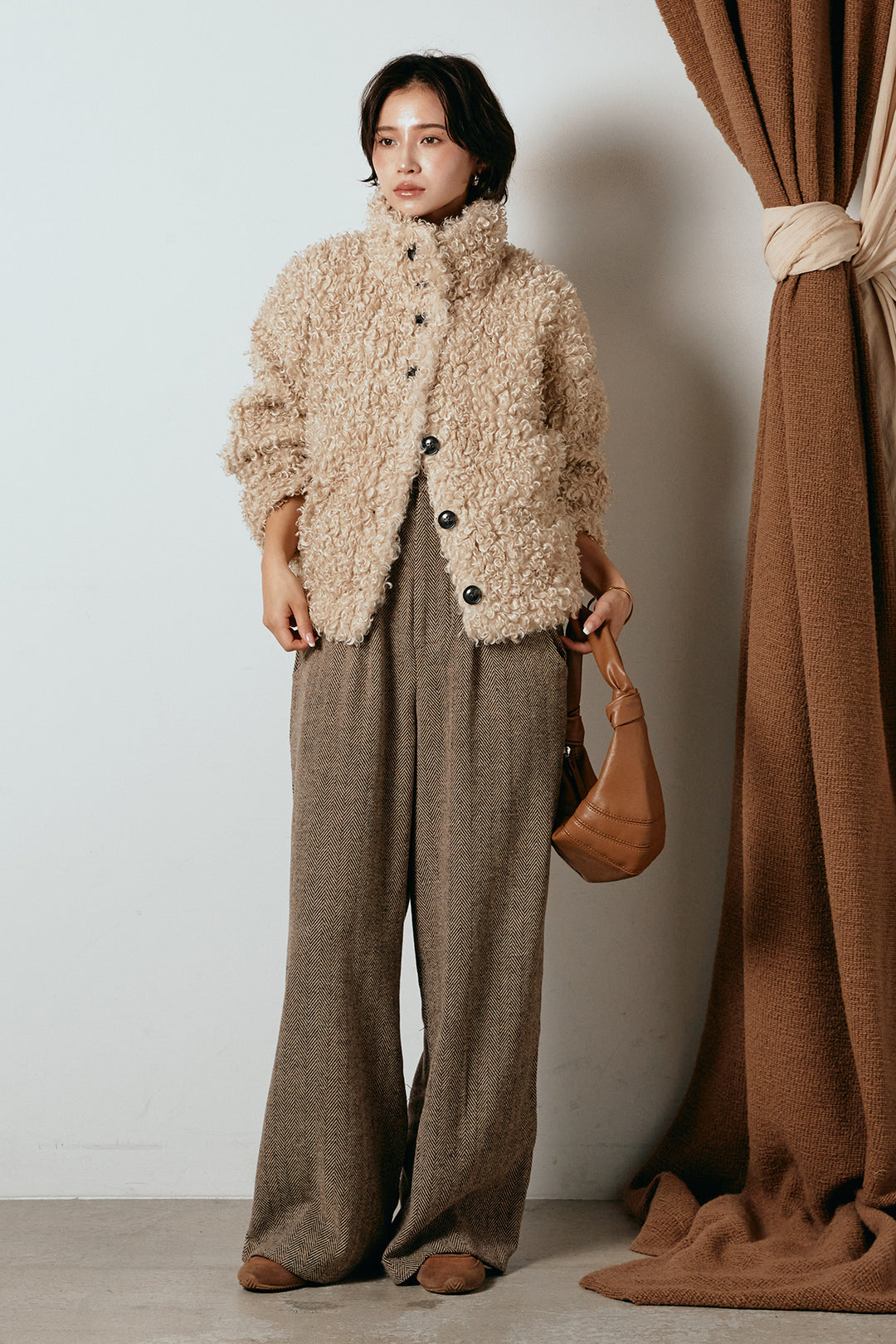 [SET]プードルファーミドルジャケット+クラシックヘリンボーンサロペット(2set)