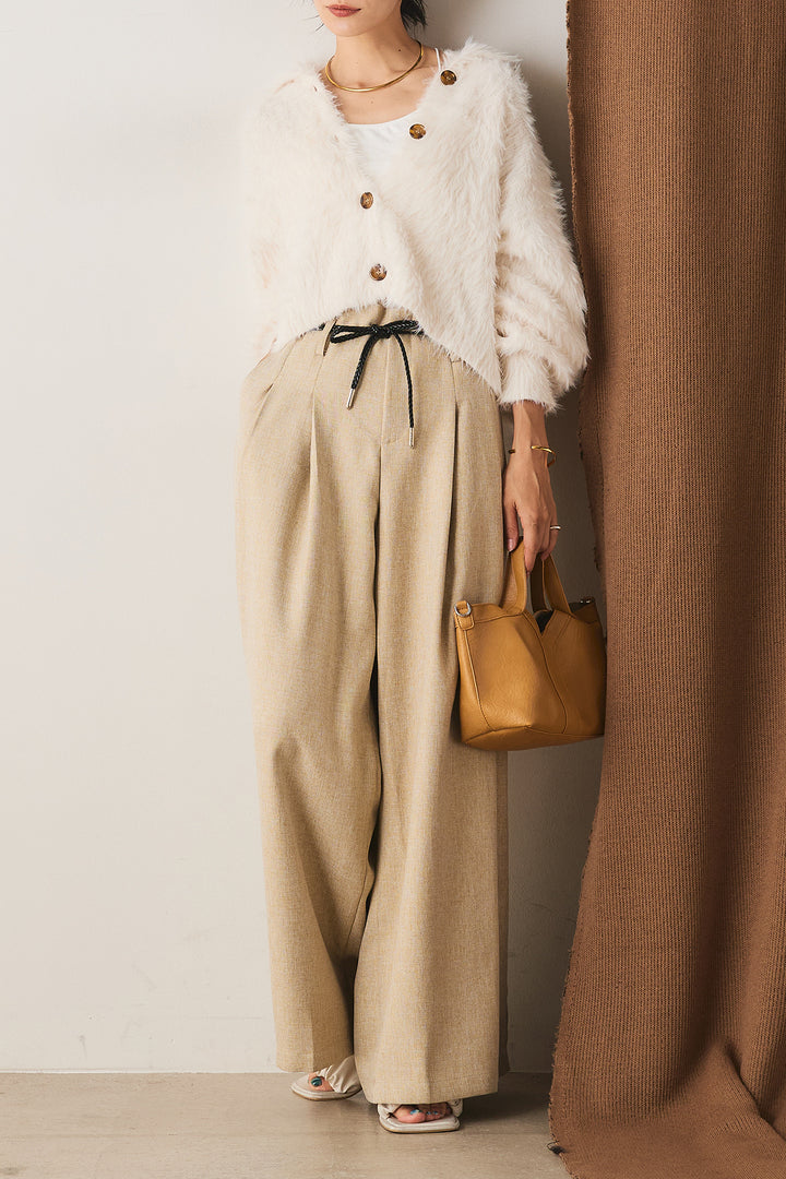 フェザーヤーン衿付きカーディガン