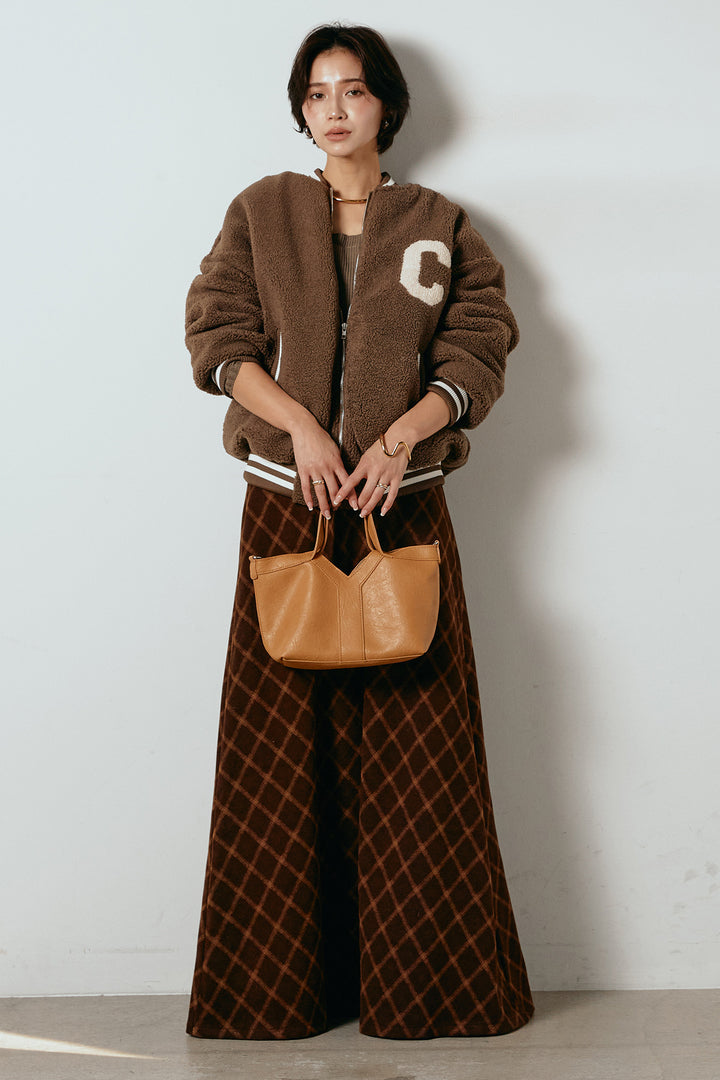 [SET]ロゴスタジャンボアブルゾン+フロッキー起毛チェックスカート(2set)