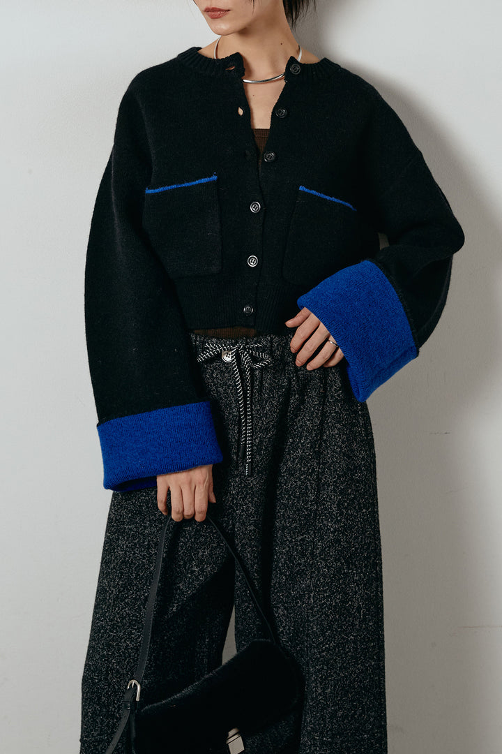 アルパカタッチダブルフェイスカーディガン/ブラック