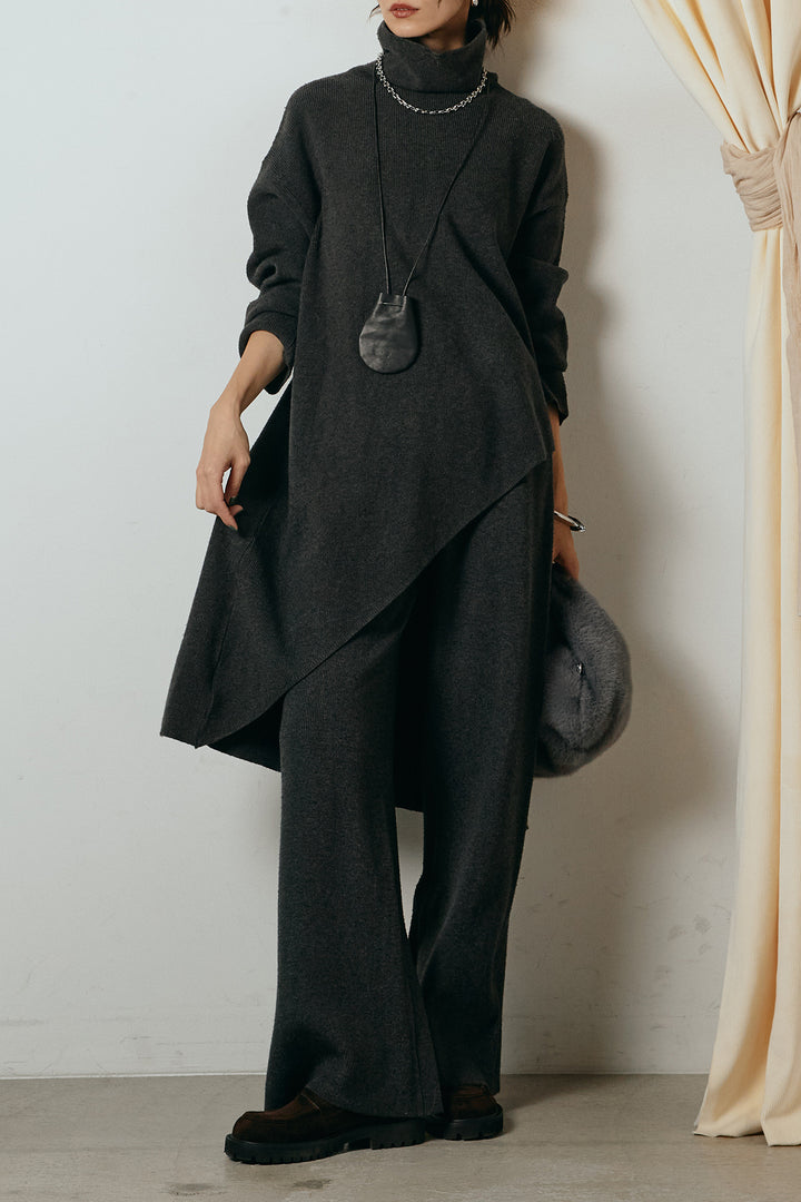 [SET]裾アシンメトリーニットSETUP