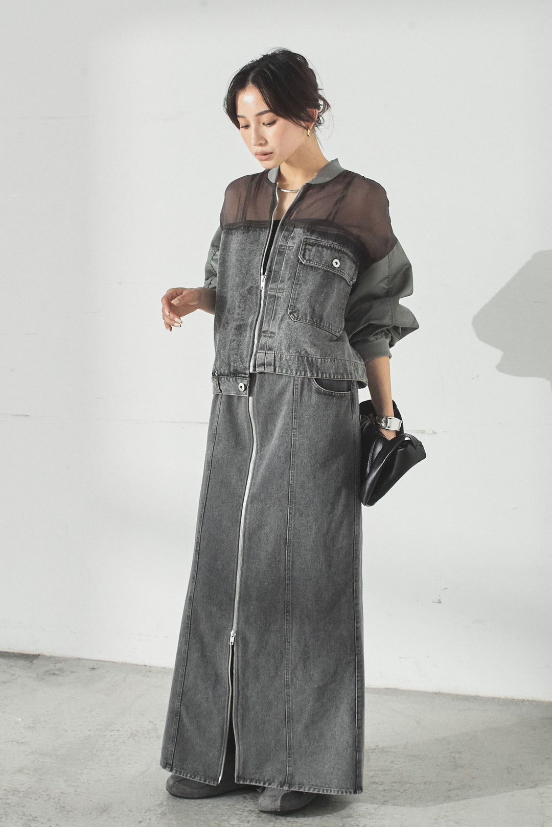 デニムコンビネーションブルゾン