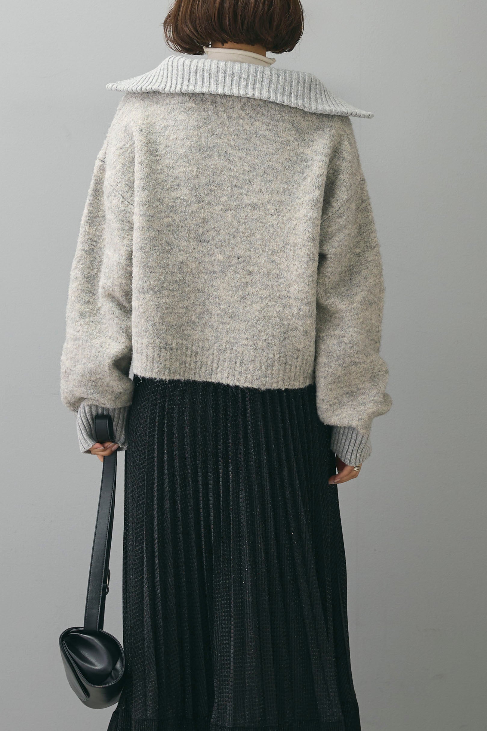 【LOOKPLE】エコエイベルケーブルハーフジップフードニット SET]プードルハーフジッププルオーバー+ハイネックニット
