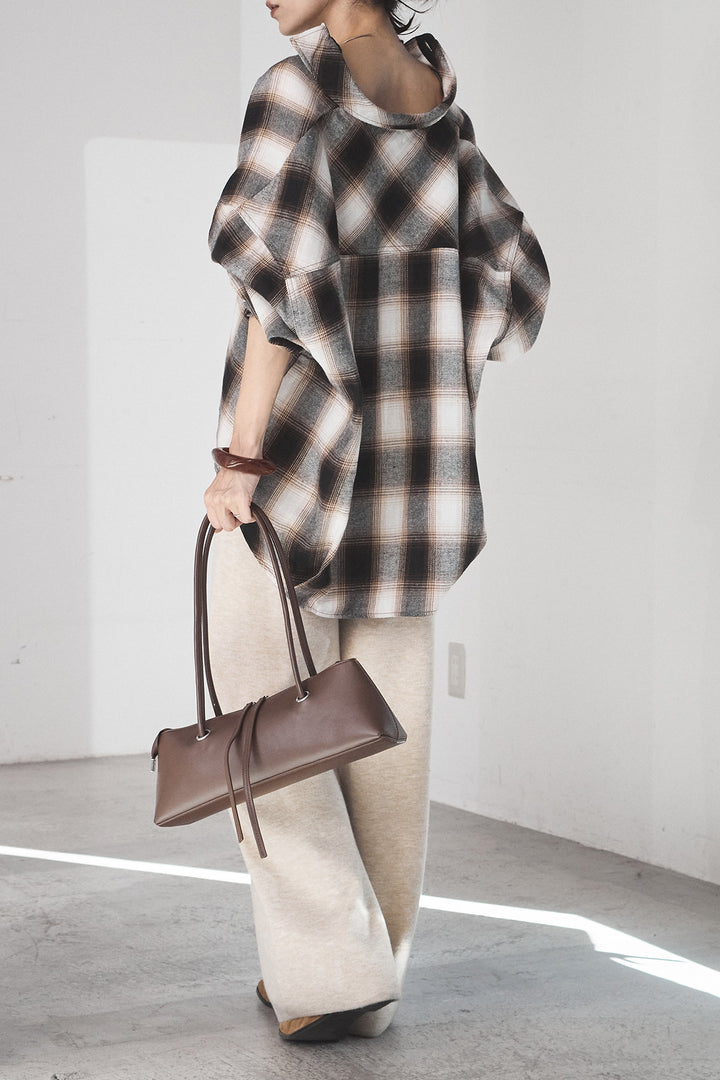 [SET]オンブレーチェックビッグシルエットCPOシャツ+センターラインニットパンツ(2set)