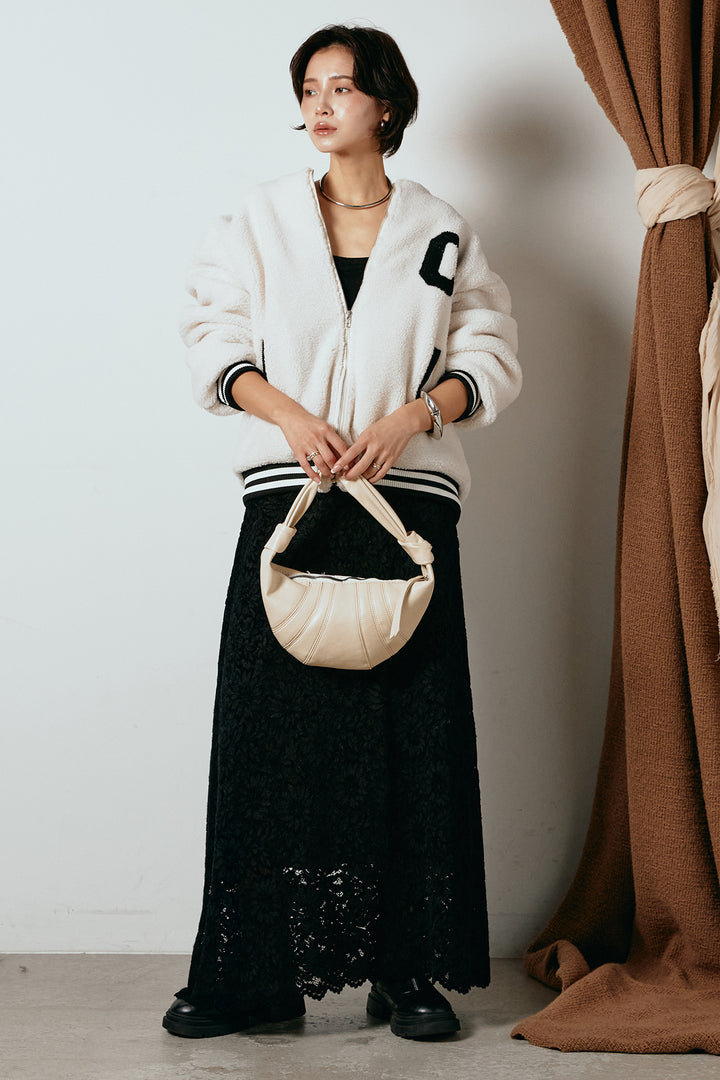 [SET]ロゴスタジャンボアブルゾン+花柄刺繍ベロアフレアスカート(2set)