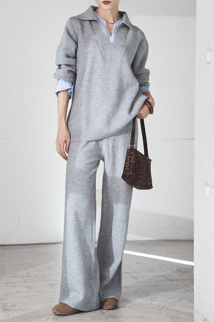 [SET]ストライプドッキングニットポロSETUP