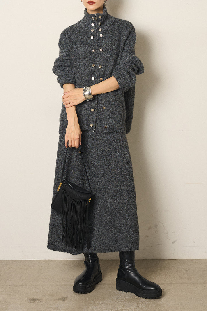 [SET]ハイネックメタルプレートニットスカートSETUP