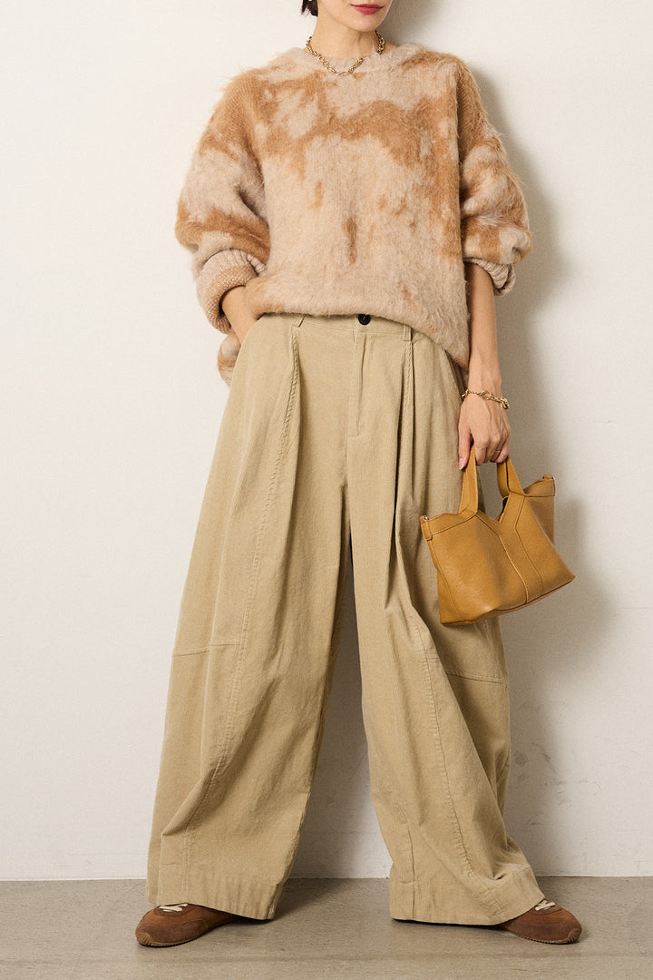 【着回しセット】[SET]モヘアタッチマーブルニット+モヘアタッチマーブルニット+タック入りコーデュロイワイドパンツ(3set)