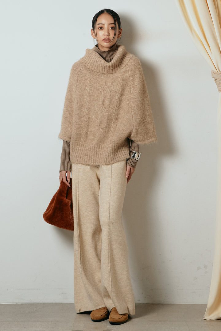 [SET]起毛ミディアムスリーブニットトップス+センターラインニットパンツ(2set)