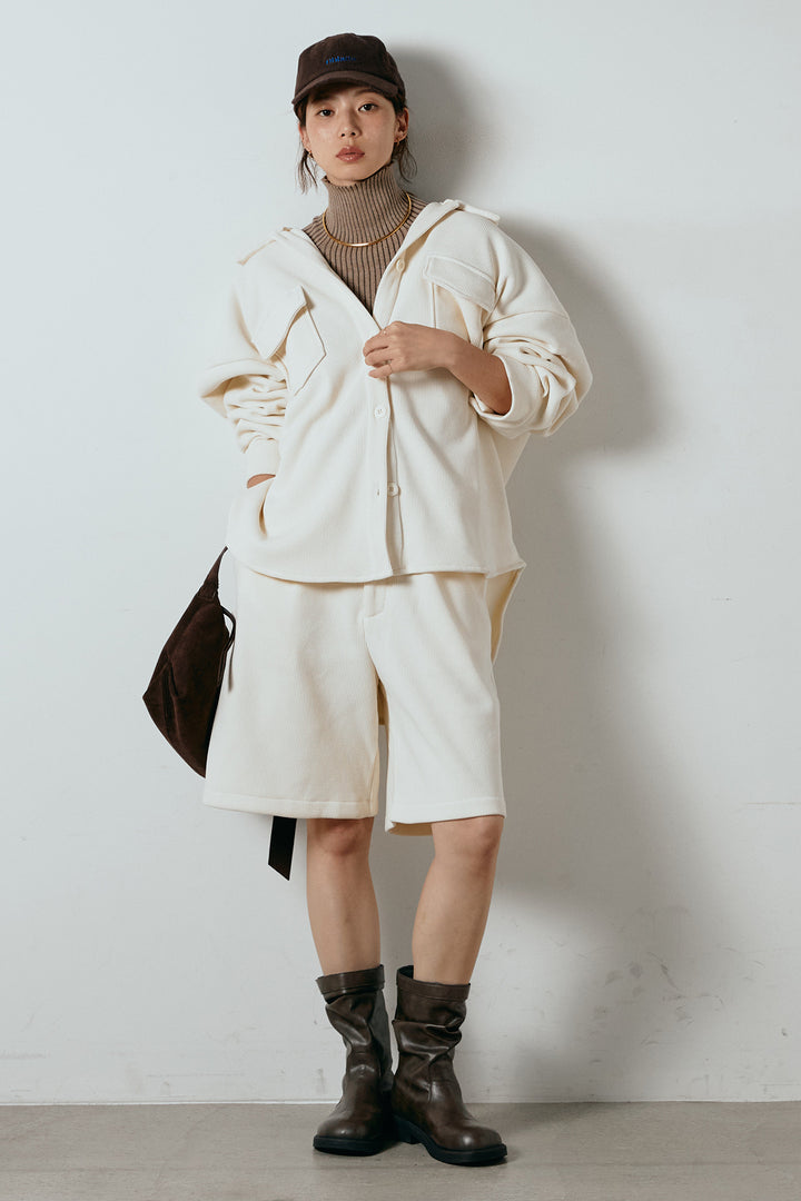 [SET]襟付きコーデュロイポケットシャツ+リラックスコーデュロイハーフパンツ(2set)