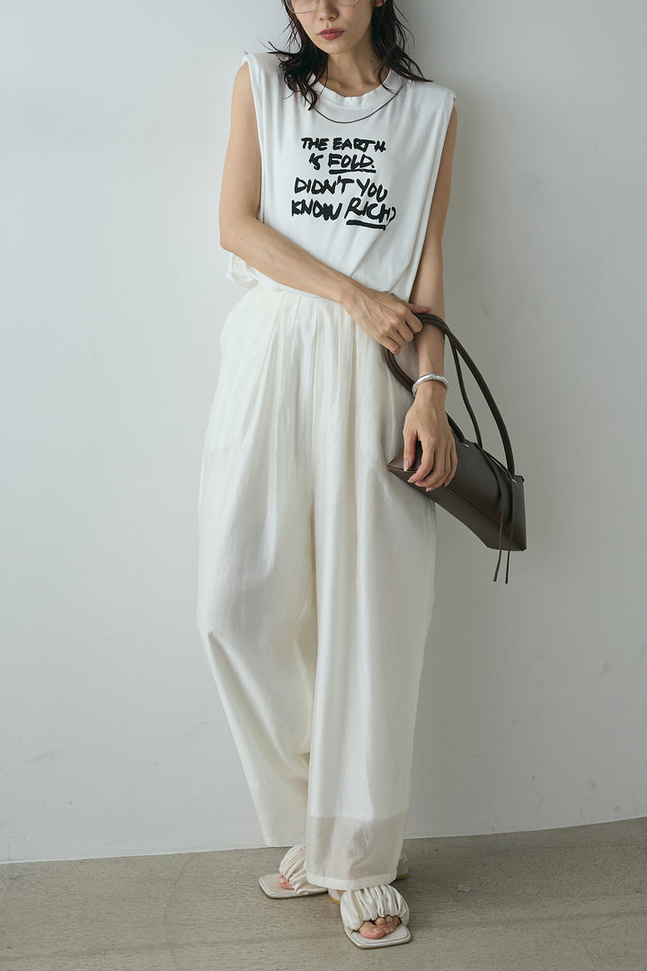 [SET]シルバーネックレス付きロゴTシャツ+カーブシアーパンツ(2set)