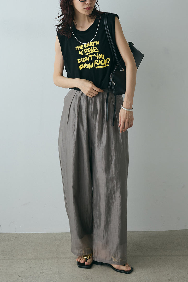 [SET]シルバーネックレス付きロゴTシャツ+カーブシアーパンツ(2set)