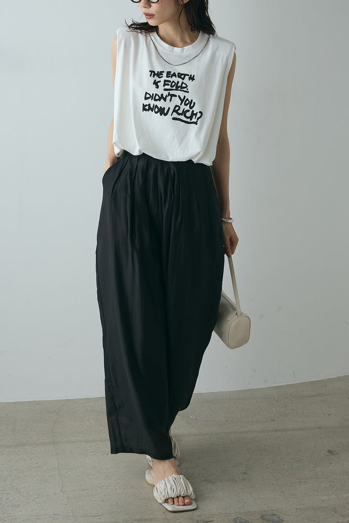 [SET]シルバーネックレス付きロゴTシャツ+カーブシアーパンツ(2set)