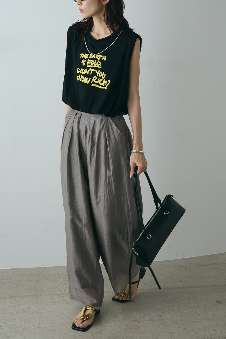 [SET]シルバーネックレス付きロゴTシャツ+カーブシアーパンツ(2set)