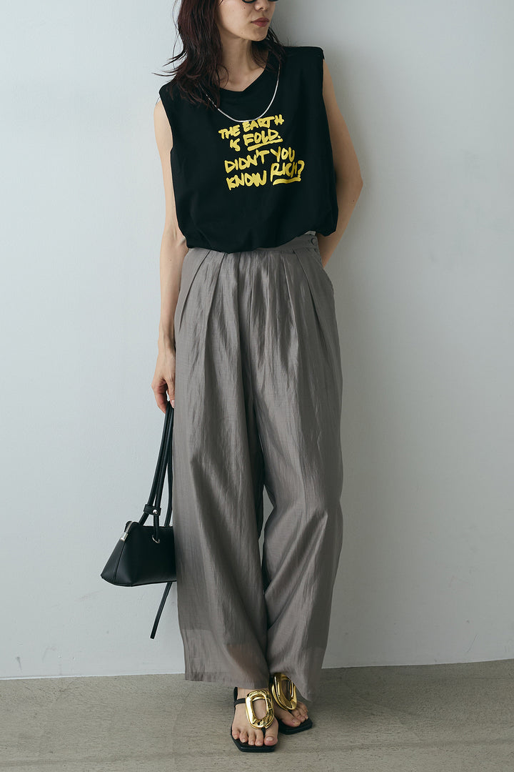 [SET]シルバーネックレス付きロゴTシャツ+カーブシアーパンツ(2set)
