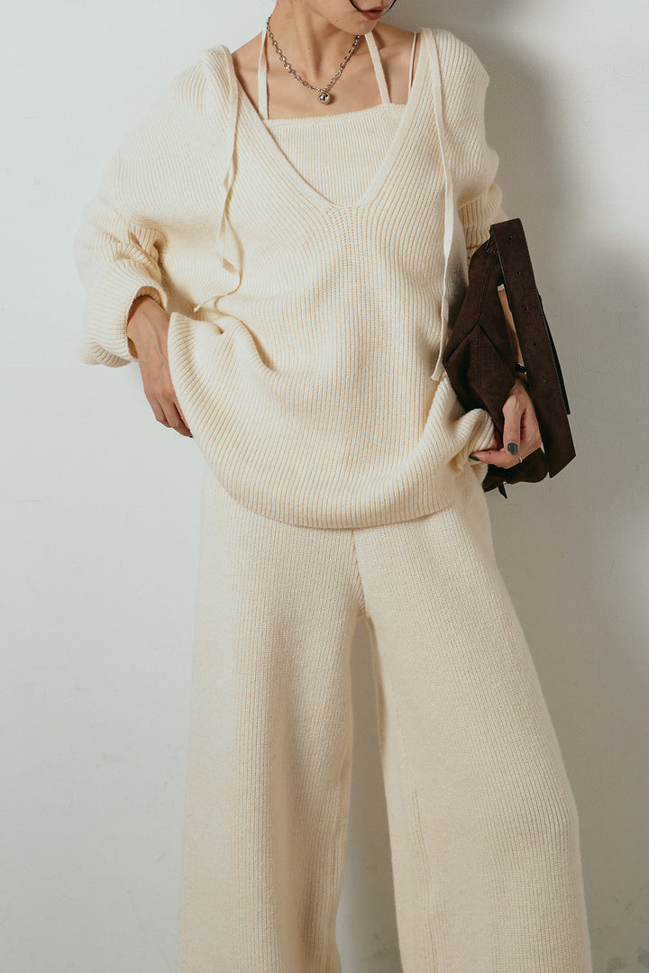 [SET]ホルターネックケーブルニットSETUP