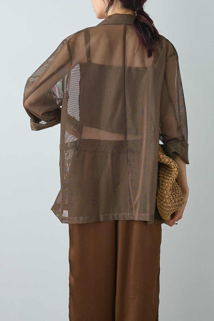 SET]シアーダブルテーラードジャケット+ウェーブパイピング