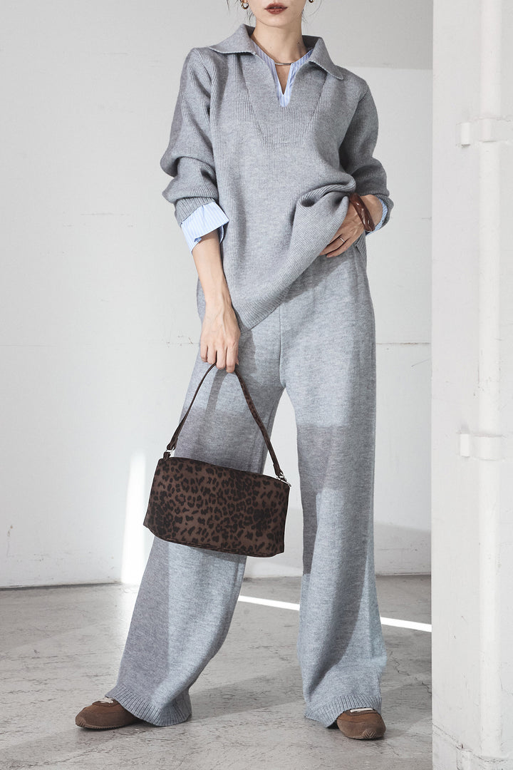 【着回しセット】[SET]ファー付きフーディーニットSETUP+ストライプドッキングニットポロSETUP(2set)