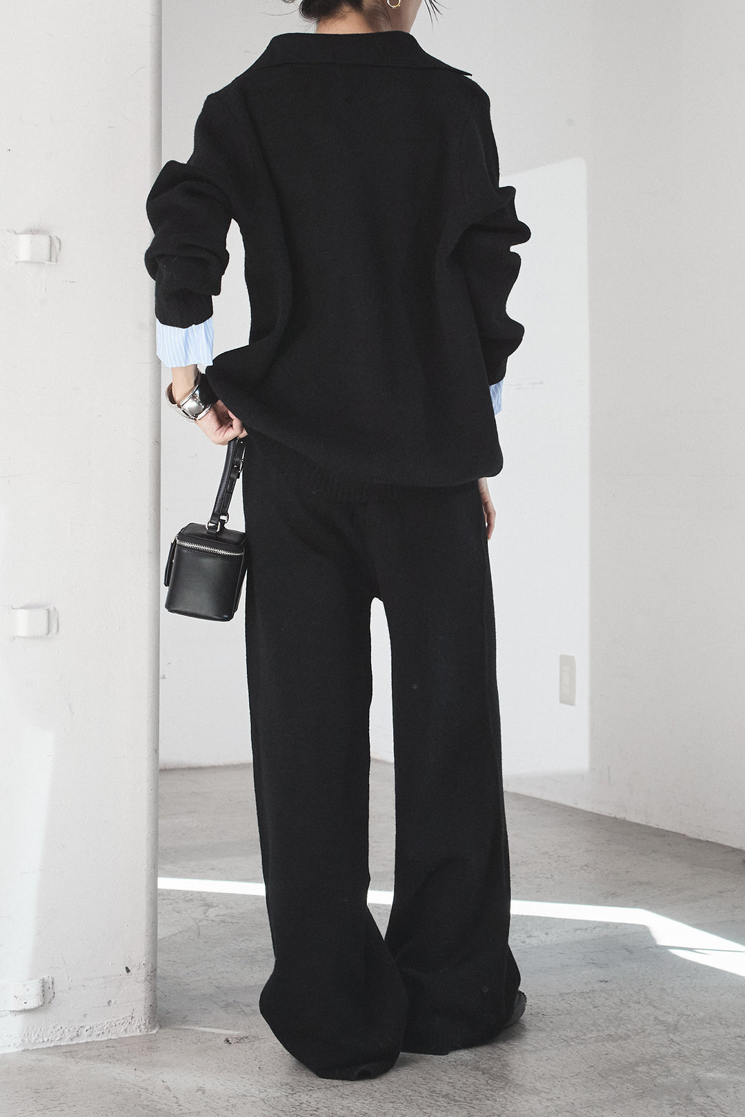 【着回しセット】[SET]ビッグカラーダブルジップニットSETUP+ストライプドッキングニットポロSETUP(2set)