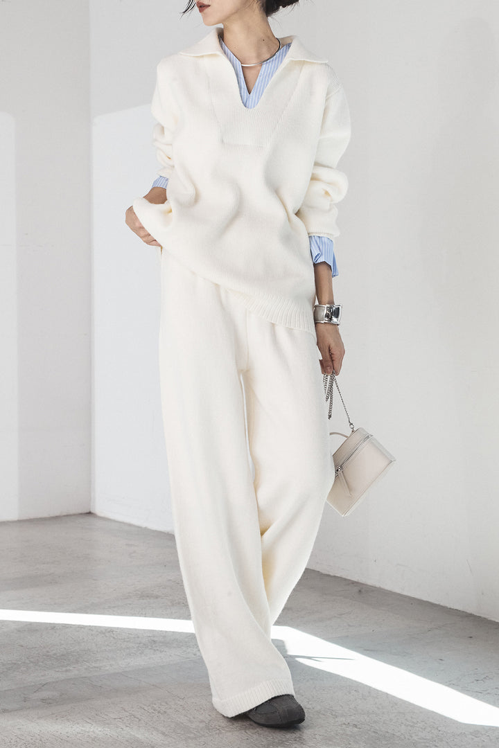 【着回しセット】[SET]ファー付きフーディーニットSETUP+ストライプドッキングニットポロSETUP(2set)