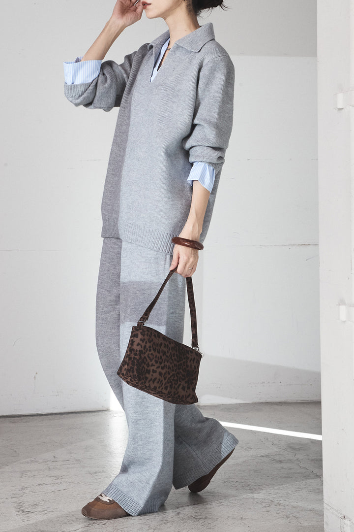 【着回しセット】[SET]ファー付きフーディーニットSETUP+ストライプドッキングニットポロSETUP(2set)