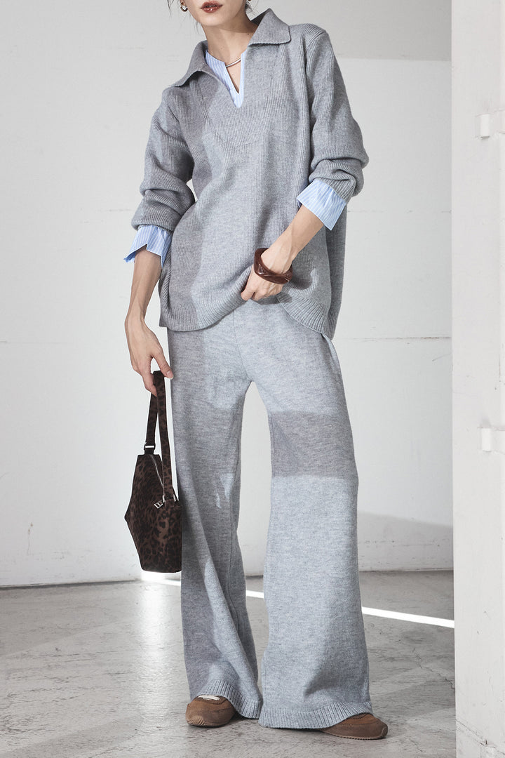 【着回しセット】[SET]ファー付きフーディーニットSETUP+ストライプドッキングニットポロSETUP(2set)